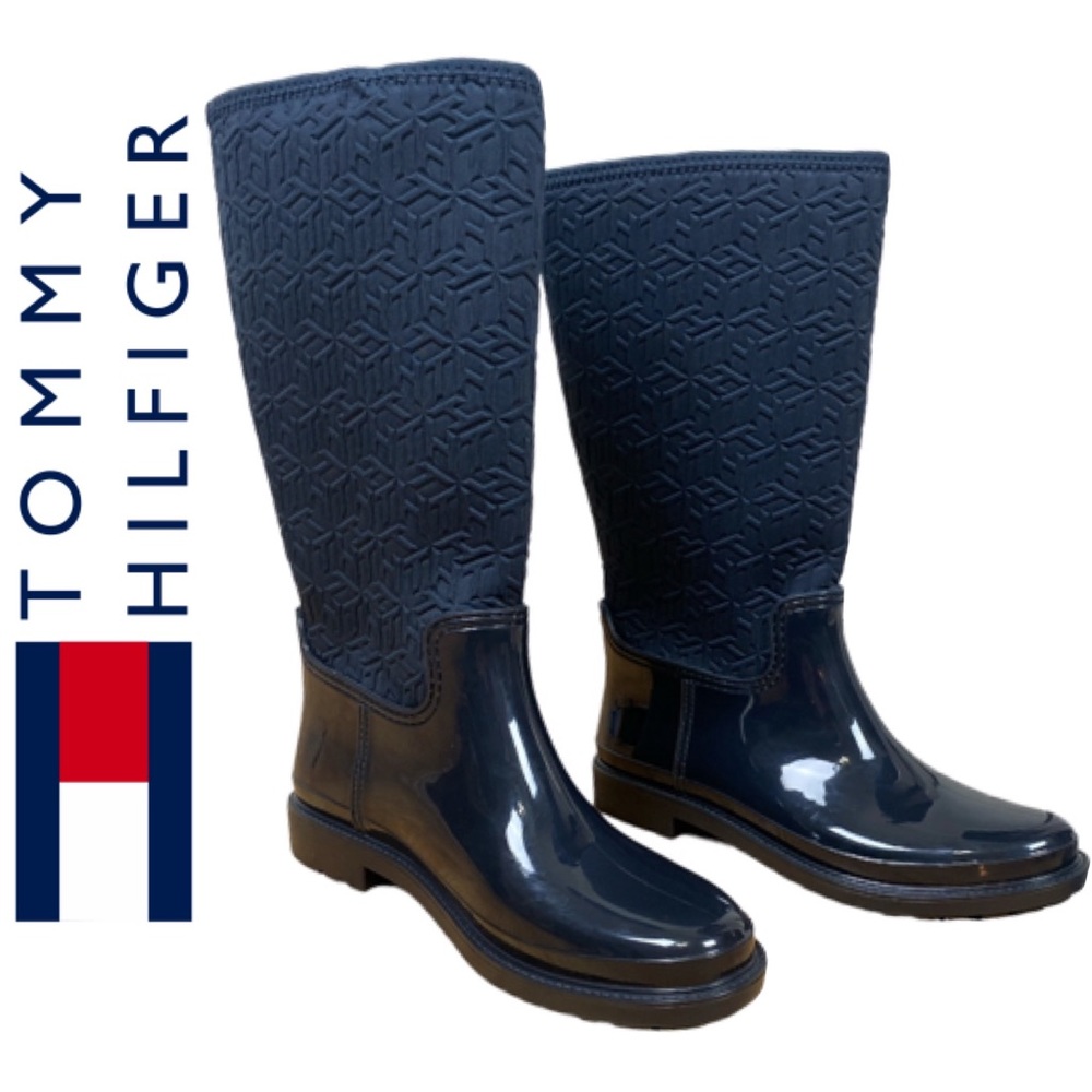 NEW TOMMY HILFIGER Women’s Size 8 Saray Regular Calf Winter Rain Boots Navy Blue